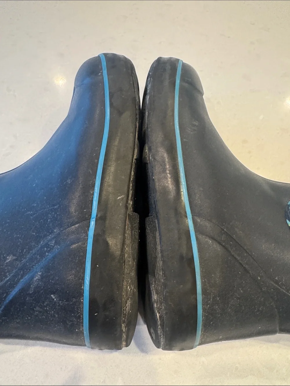 Bogs Kids Black Rain Boots with Blue and Teal Camo Accents